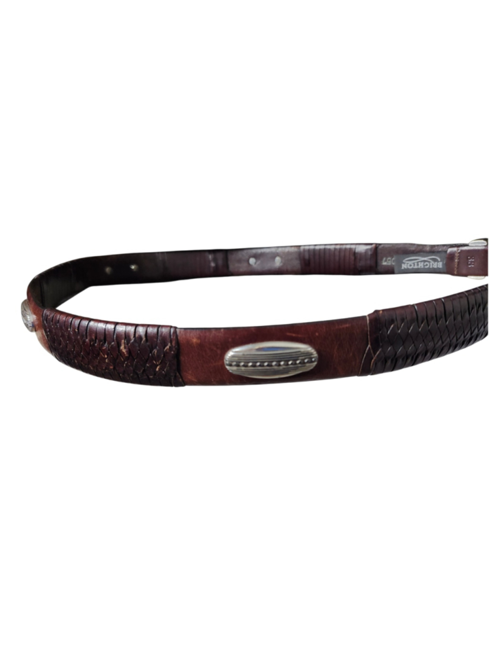 Vintage Brighton 98057 Brown Woven Braided Leather Western Concho Belt Size 38